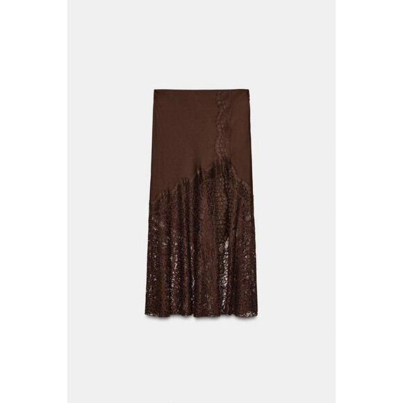 ZARA SATIN EFFECT LACE SKIRT ZW COLLECTION - Picture 8 of 10